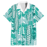 Teal Hawaii Tapa Pattern Hawaiian Shirt With Heliconia Vintage Style LT05 Teal - Polynesian Pride