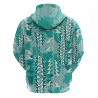 Teal Hawaii Tapa Pattern Hoodie With Heliconia Vintage Style LT05 - Polynesian Pride