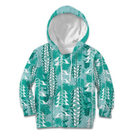 Teal Hawaii Tapa Pattern Kid Hoodie With Heliconia Vintage Style LT05 Hoodie Teal - Polynesian Pride