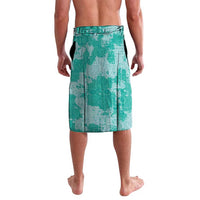 Teal Hawaii Tapa Pattern Lavalava With Heliconia Vintage Style LT05 - Polynesian Pride