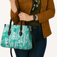 Teal Hawaii Tapa Pattern Leather Bag With Heliconia Vintage Style LT05 - Polynesian Pride