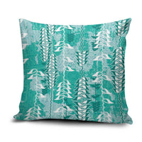 Teal Hawaii Tapa Pattern Pillow Cover With Heliconia Vintage Style LT05 Teal - Polynesian Pride