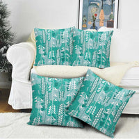 Teal Hawaii Tapa Pattern Pillow Cover With Heliconia Vintage Style LT05 - Polynesian Pride