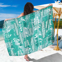 Teal Hawaii Tapa Pattern Sarong With Heliconia Vintage Style LT05 One Size 44 x 66 inches Teal - Polynesian Pride
