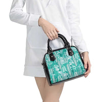 Teal Hawaii Tapa Pattern Shoulder Handbag With Heliconia Vintage Style LT05 - Polynesian Pride