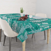 Teal Hawaii Tapa Pattern Tablecloth With Heliconia Vintage Style LT05 - Polynesian Pride