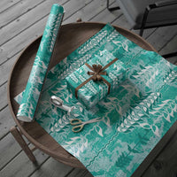 Teal Hawaii Tapa Pattern Wrapping Paper With Heliconia Vintage Style LT05 - Polynesian Pride