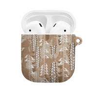 Beige Hawaii Tapa Pattern AirPods Case With Heliconia Vintage Style LT05 Beige - Polynesian Pride