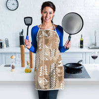 Beige Hawaii Tapa Pattern Apron With Heliconia Vintage Style LT05 - Polynesian Pride