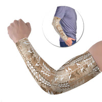Beige Hawaii Tapa Pattern Arm Sleeves With Heliconia Vintage Style LT05 Set of 2 Beige - Polynesian Pride