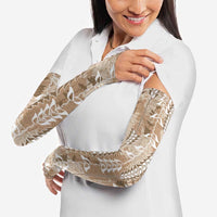 Beige Hawaii Tapa Pattern Arm Sleeves With Heliconia Vintage Style LT05 - Polynesian Pride