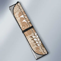 Beige Hawaii Tapa Pattern Auto Sun Shade With Heliconia Vintage Style LT05 - Polynesian Pride