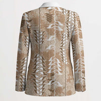 Beige Hawaii Tapa Pattern Blazer With Heliconia Vintage Style LT05 - Polynesian Pride