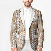 Beige Hawaii Tapa Pattern Blazer With Heliconia Vintage Style LT05 - Polynesian Pride