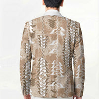 Beige Hawaii Tapa Pattern Blazer With Heliconia Vintage Style LT05 - Polynesian Pride