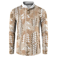 Beige Hawaii Tapa Pattern Button Sweatshirt With Heliconia Vintage Style LT05 Beige - Polynesian Pride