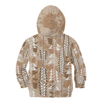 Beige Hawaii Tapa Pattern Kid Hoodie With Heliconia Vintage Style LT05 - Polynesian Pride
