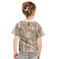 Beige Hawaii Tapa Pattern Kid T Shirt With Heliconia Vintage Style LT05 - Polynesian Pride