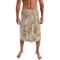 Beige Hawaii Tapa Pattern Lavalava With Heliconia Vintage Style LT05 Beige - Polynesian Pride