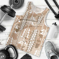 Beige Hawaii Tapa Pattern Men Tank Top With Heliconia Vintage Style LT05 - Polynesian Pride