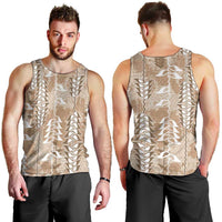 Beige Hawaii Tapa Pattern Men Tank Top With Heliconia Vintage Style LT05 - Polynesian Pride