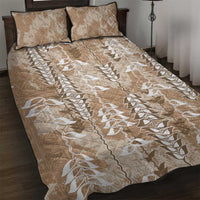 Beige Hawaii Tapa Pattern Quilt Bed Set With Heliconia Vintage Style LT05 Beige - Polynesian Pride