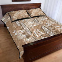 Beige Hawaii Tapa Pattern Quilt Bed Set With Heliconia Vintage Style LT05 - Polynesian Pride