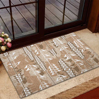 Beige Hawaii Tapa Pattern Rubber Doormat With Heliconia Vintage Style LT05 - Polynesian Pride