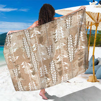 Beige Hawaii Tapa Pattern Sarong With Heliconia Vintage Style LT05 One Size 44 x 66 inches Beige - Polynesian Pride