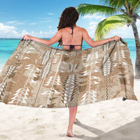 Beige Hawaii Tapa Pattern Sarong With Heliconia Vintage Style LT05 - Polynesian Pride