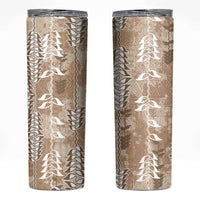 Beige Hawaii Tapa Pattern Skinny Tumbler With Heliconia Vintage Style LT05 Beige - Polynesian Pride