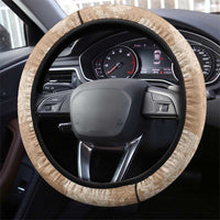 Beige Hawaii Tapa Pattern Steering Wheel Cover With Heliconia Vintage Style LT05 - Polynesian Pride