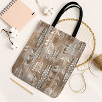 Beige Hawaii Tapa Pattern Tote Bag With Heliconia Vintage Style LT05 Black Strap One Size Beige - Polynesian Pride