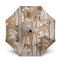 Beige Hawaii Tapa Pattern Umbrella With Heliconia Vintage Style LT05 One Size Folded 11.42 inch Opened Diameter 37.4 inch Beige - Polynesian Pride
