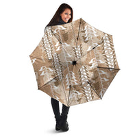 Beige Hawaii Tapa Pattern Umbrella With Heliconia Vintage Style LT05 - Polynesian Pride