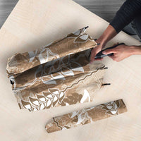 Beige Hawaii Tapa Pattern Umbrella With Heliconia Vintage Style LT05 - Polynesian Pride