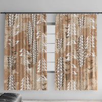 Beige Hawaii Tapa Pattern Window Curtain With Heliconia Vintage Style LT05 With Hooks Beige - Polynesian Pride