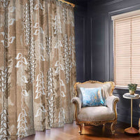 Beige Hawaii Tapa Pattern Window Curtain With Heliconia Vintage Style LT05 - Polynesian Pride