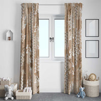 Beige Hawaii Tapa Pattern Window Curtain With Heliconia Vintage Style LT05 - Polynesian Pride