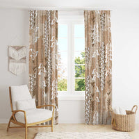 Beige Hawaii Tapa Pattern Window Curtain With Heliconia Vintage Style LT05 - Polynesian Pride