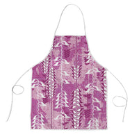 Magenta Hawaii Tapa Pattern Apron With Heliconia Vintage Style LT05 Magenta - Polynesian Pride