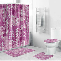 Magenta Hawaii Tapa Pattern Bathroom Set With Heliconia Vintage Style LT05 Bathroom Set (4 pcs) Magenta - Polynesian Pride