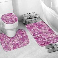 Magenta Hawaii Tapa Pattern Bathroom Set With Heliconia Vintage Style LT05 Mat Set Only (3 pcs) One Size Magenta - Polynesian Pride