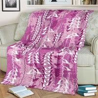 Magenta Hawaii Tapa Pattern Blanket With Heliconia Vintage Style LT05 - Polynesian Pride