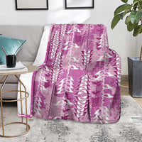 Magenta Hawaii Tapa Pattern Blanket With Heliconia Vintage Style LT05 - Polynesian Pride