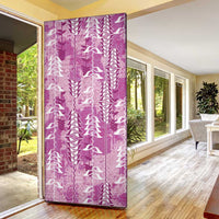 Magenta Hawaii Tapa Pattern Door Cover With Heliconia Vintage Style LT05 - Polynesian Pride
