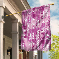 Magenta Hawaii Tapa Pattern Garden Flag With Heliconia Vintage Style LT05 House Flag Magenta - Polynesian Pride