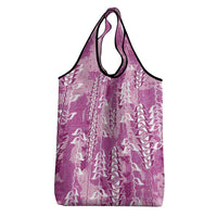 Magenta Hawaii Tapa Pattern Grocery Bag With Heliconia Vintage Style LT05 - Polynesian Pride