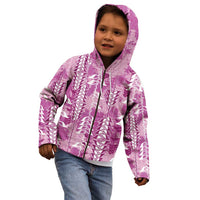 Magenta Hawaii Tapa Pattern Kid Hoodie With Heliconia Vintage Style LT05 - Polynesian Pride