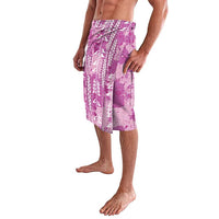 Magenta Hawaii Tapa Pattern Lavalava With Heliconia Vintage Style LT05 - Polynesian Pride